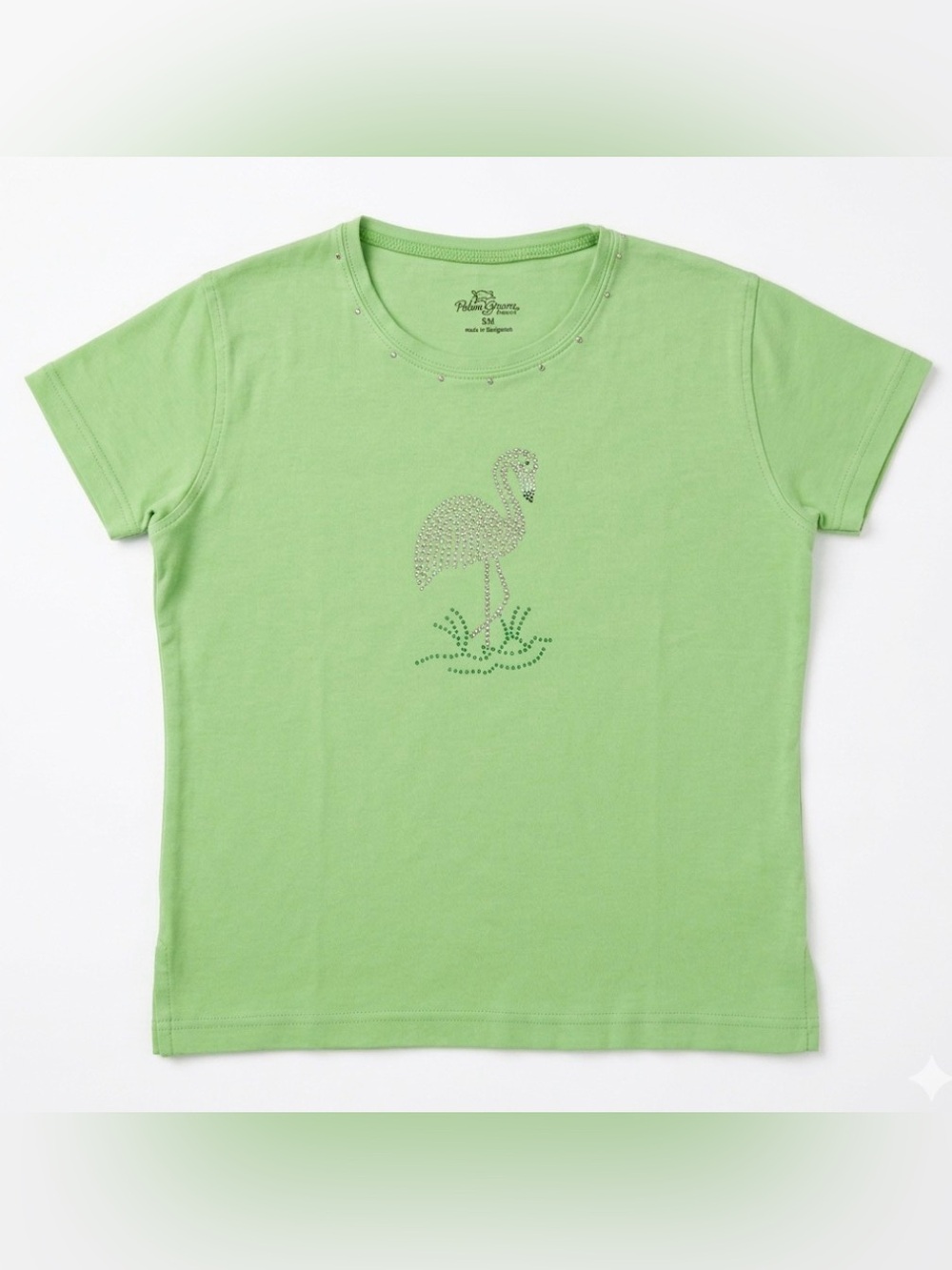 Palm Grove | 🦩 Lime Green Petite T-shirt | PS P2P 18” L 19.5”